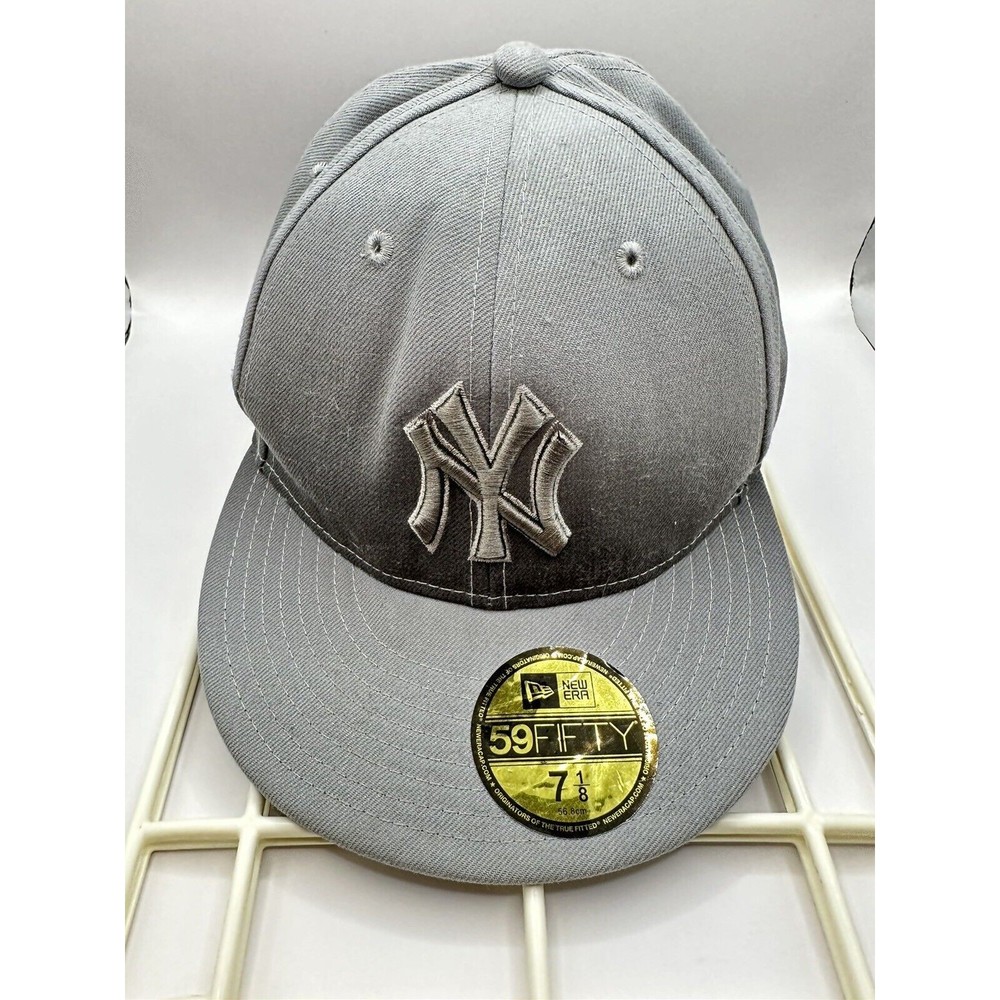 New Era 59Fifty New York Yankees Fitted Grey Hat Cap Sz 7 1/8